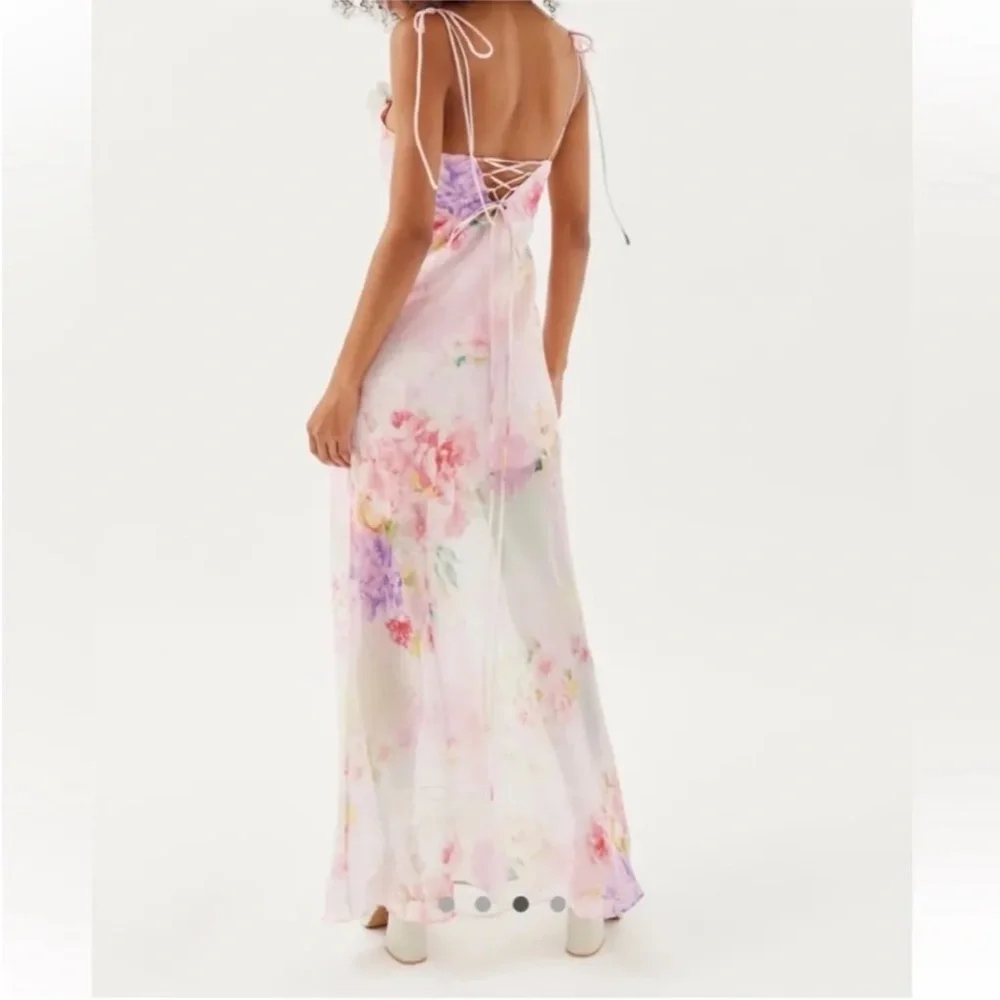 For Love and Lemons Lisa Pink Maxi Dress SMALL - Picture 11 of 12